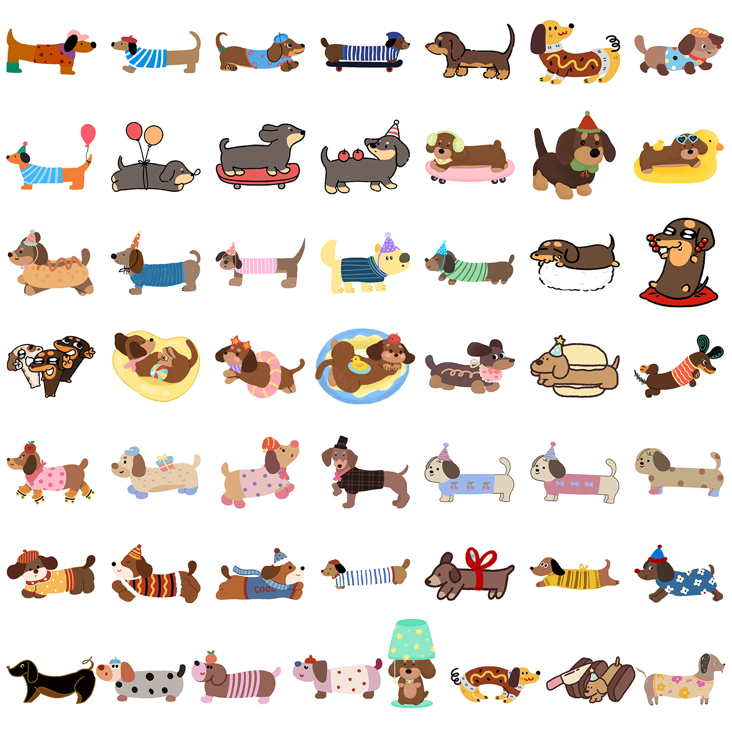 Kids Y Toys - 10/50PCS Cartoon Animal Dachshund Sticker Cute