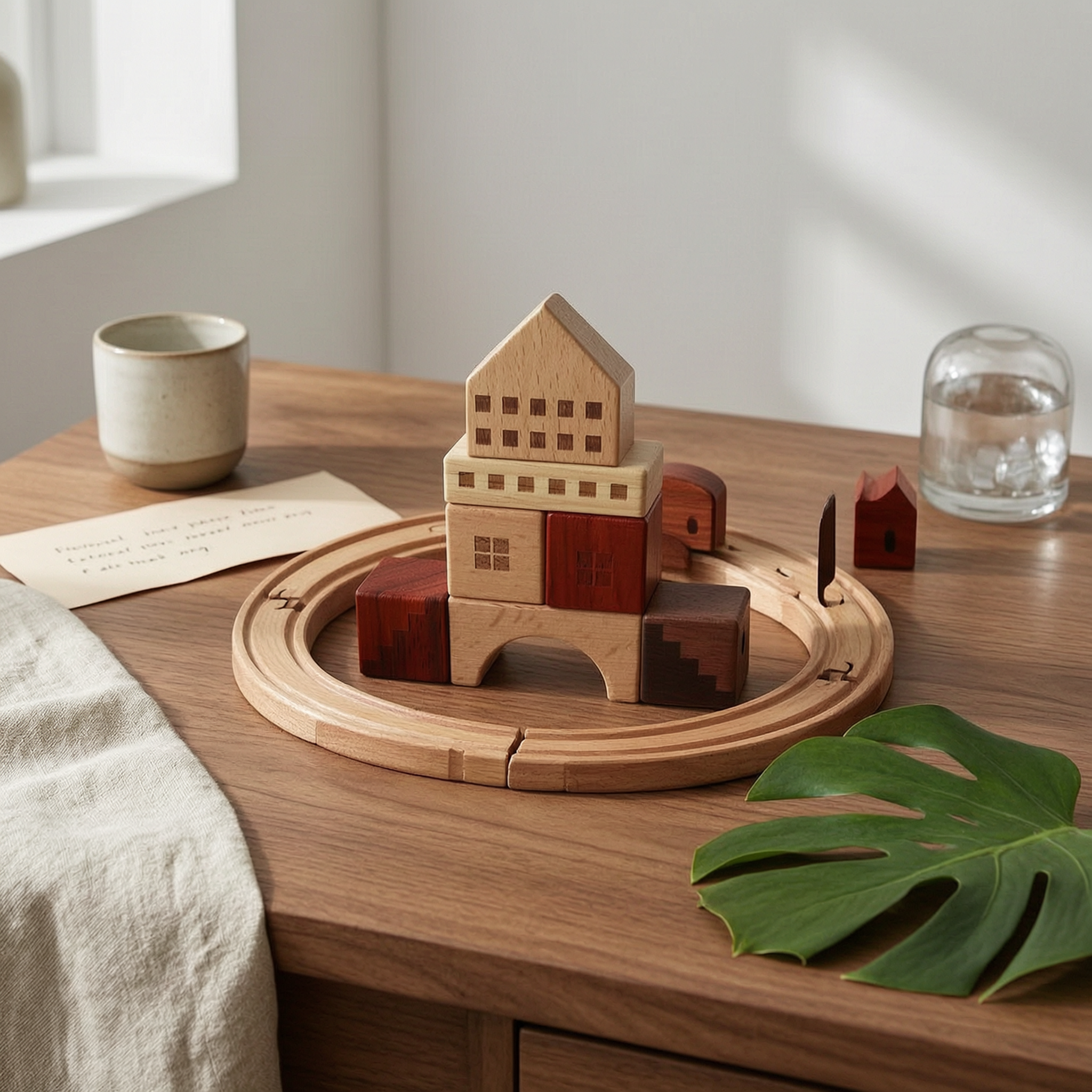 Wooden Railway Station Creativ - đánh giá và giá Toy Train Track Set