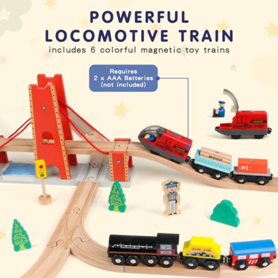 Busy Port City Wooden Train Se - đánh giá và giá Toy Train Track Set