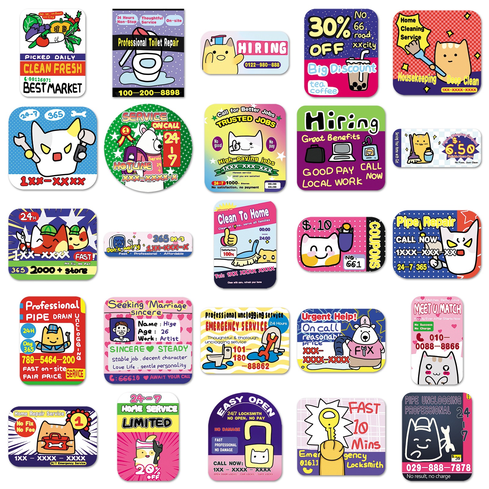 50Pcs Quirky Gag Ad Stickers C - đánh giá và giá Kids Quirky Toys