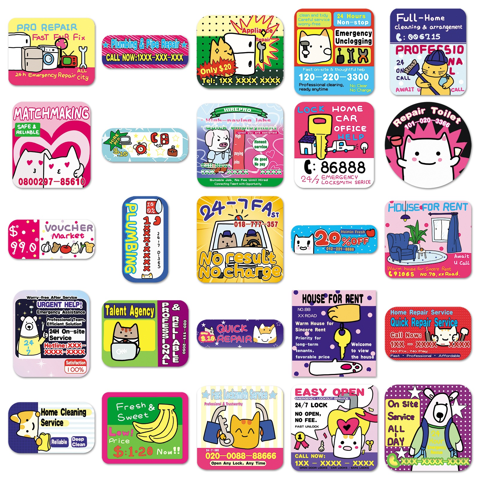 50Pcs Quirky Gag Ad Stickers C - đánh giá và giá Kids Quirky Toys