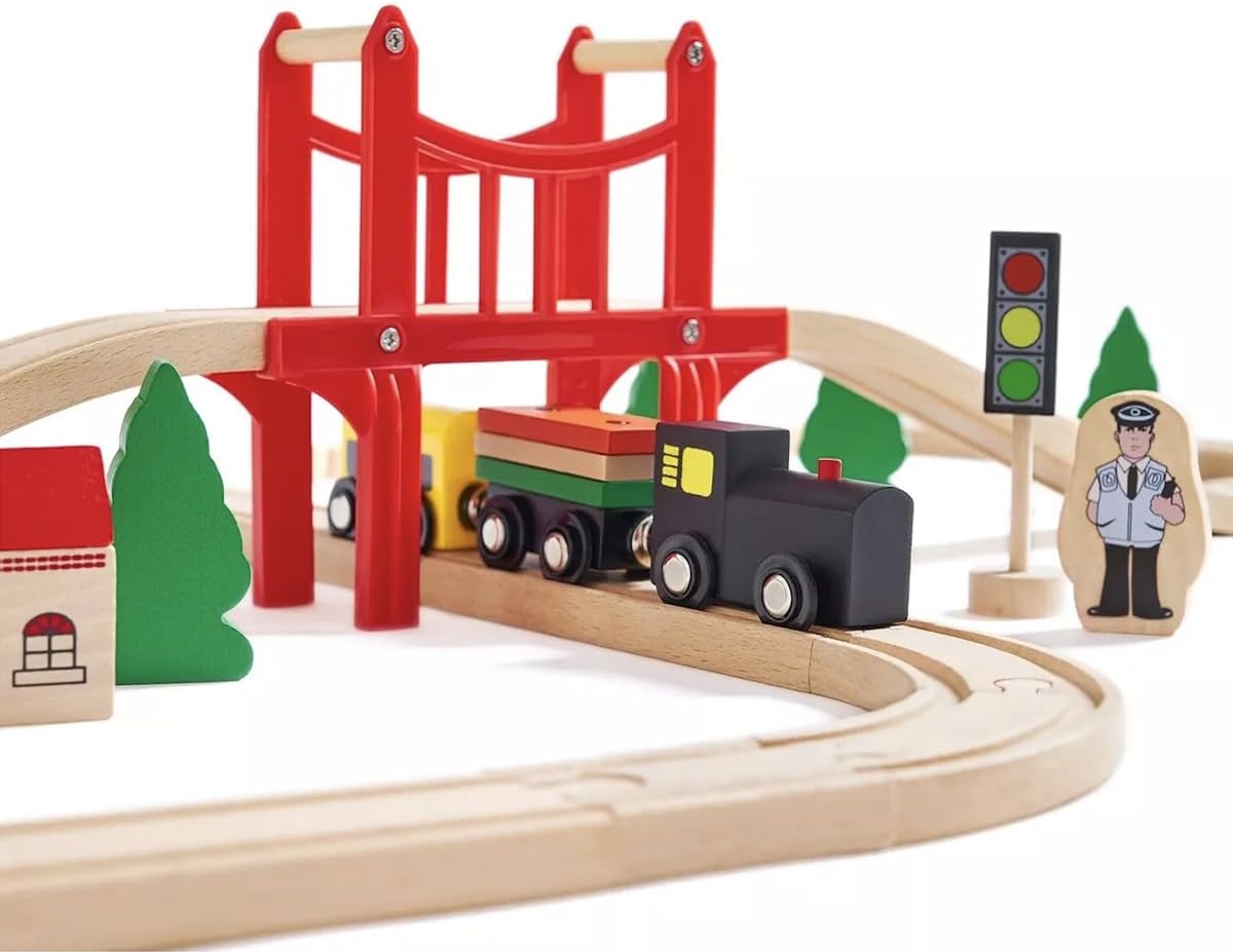 Wooden Train Set - 39 Pieces W - đánh giá và giá Toy Train Track Set