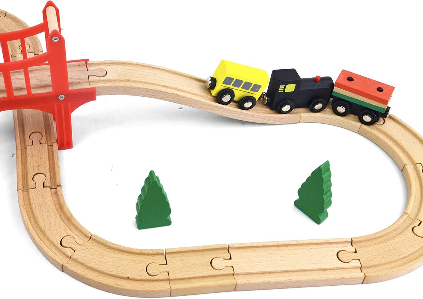 Wooden Train Set - 39 Pieces W - đánh giá và giá Toy Train Track Set