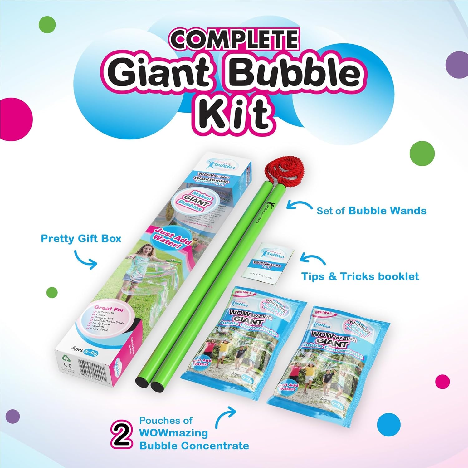 Giant Bubble Wands Kit (4-Piec - đánh giá và giá Kids Toys Made In Usa