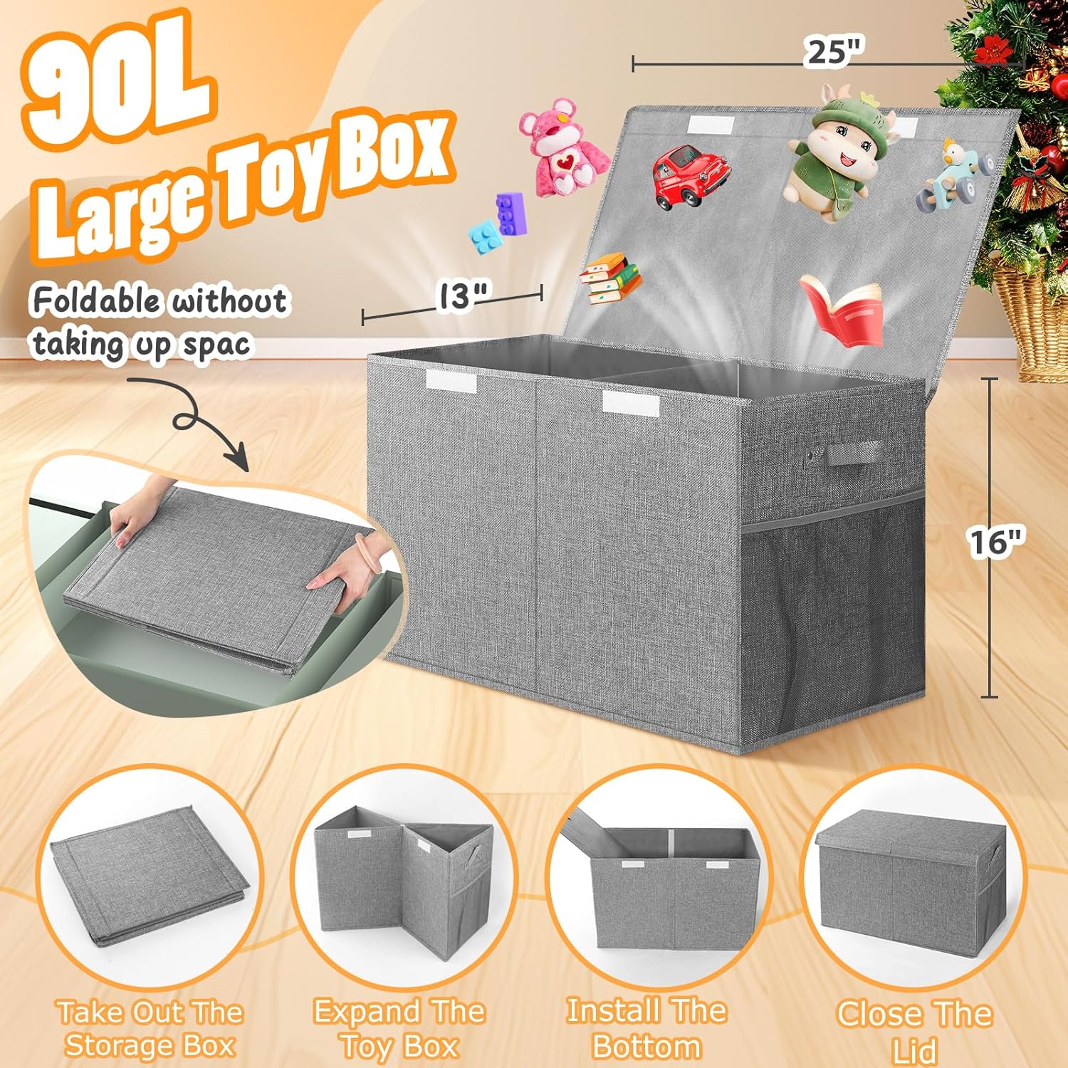 Large Toy Storage Box with Lid - đánh giá và giá Kids' Toy